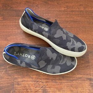 Rothy's Black Gray Camo Slip-On Washable Sneakers Shoes
